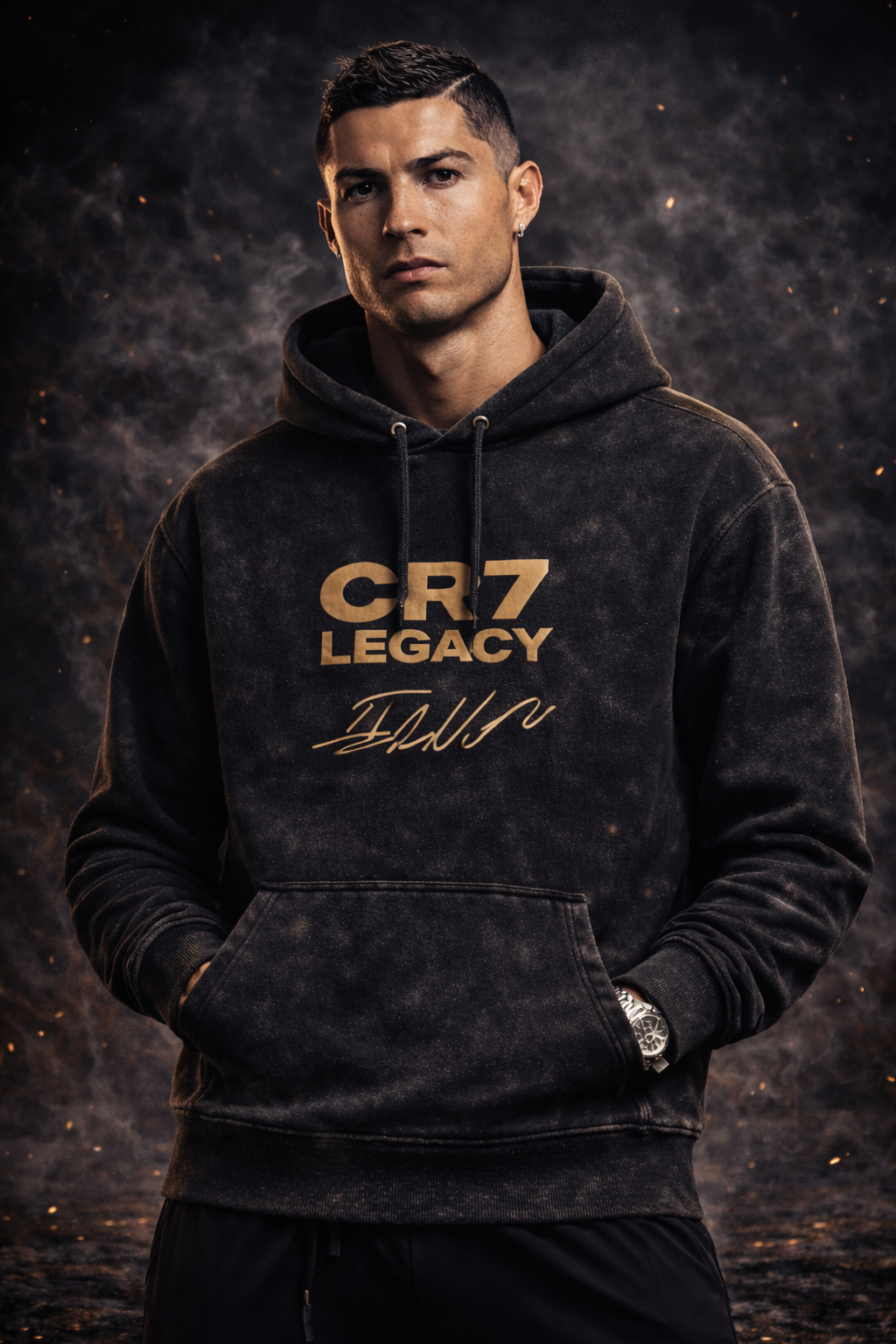 CR7 Legacy Acid-Wash Hoodie –  Oversized