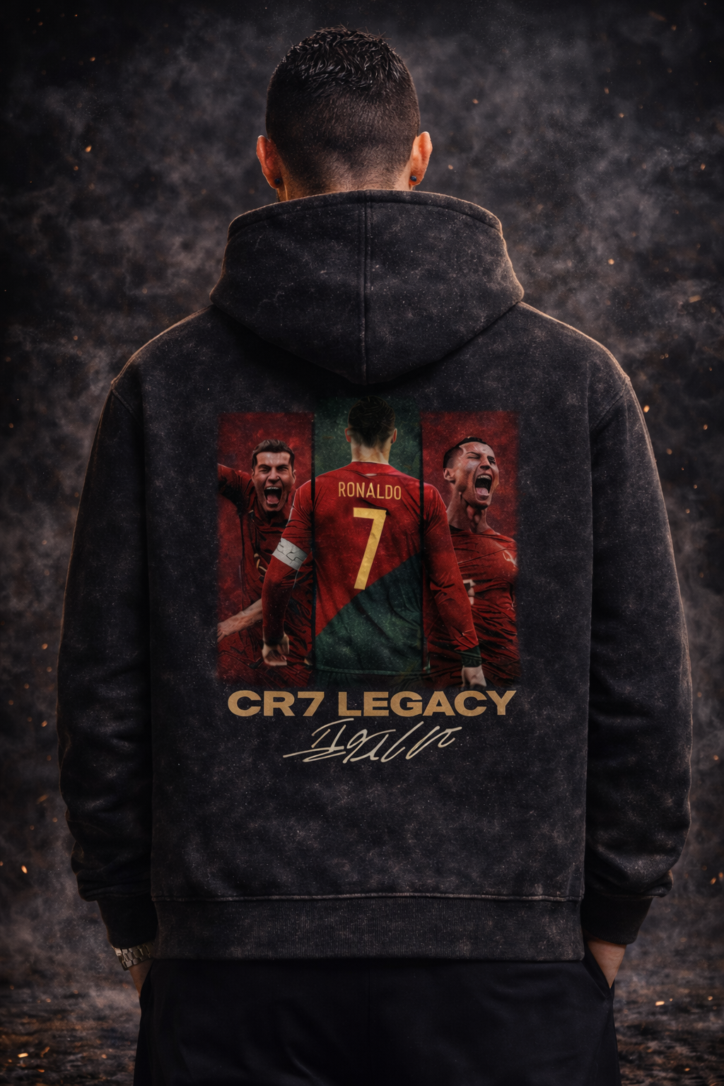 CR7 Legacy Acid-Wash Hoodie –  Oversized