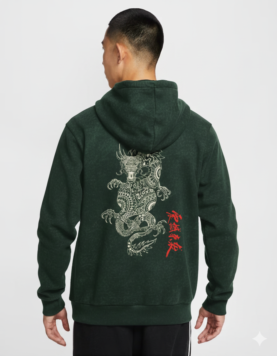 Unisex Acid Washed Hoodie — Dragon Edition
