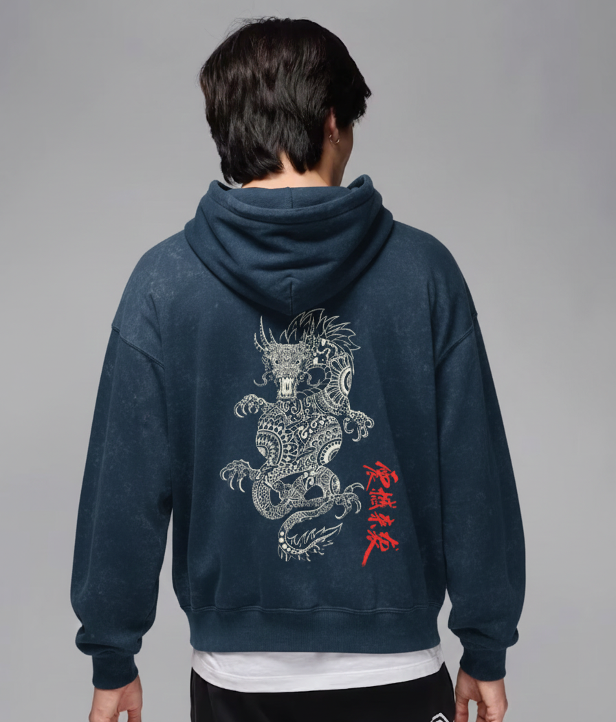 Unisex Acid Washed Hoodie — Dragon Edition
