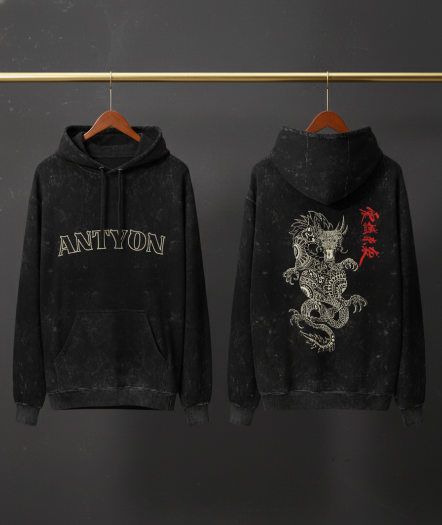 Unisex Acid Washed Hoodie — Dragon Edition