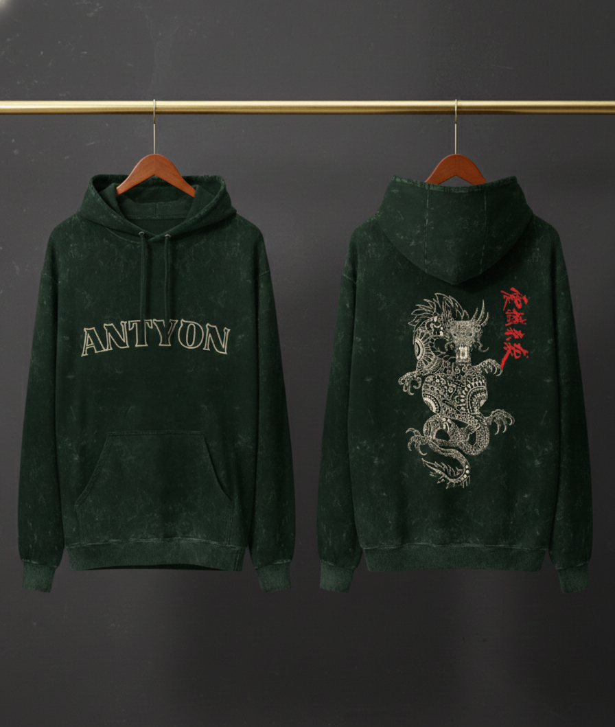Unisex Acid Washed Hoodie — Dragon Edition