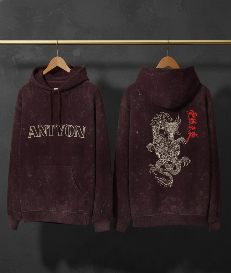 Unisex Acid Washed Hoodie — Dragon Edition