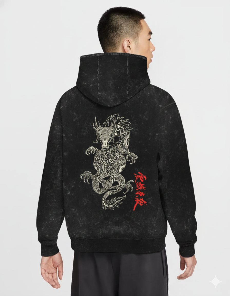 Unisex Acid Washed Hoodie — Dragon Edition