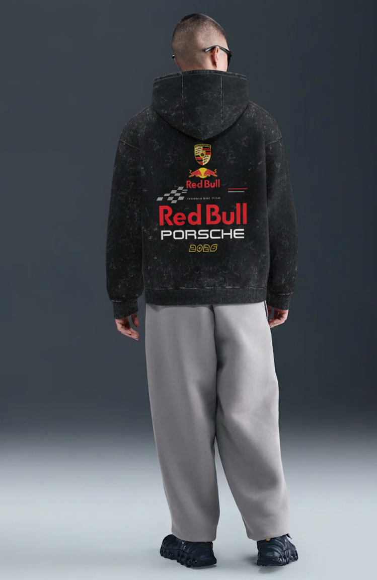 F1 x Porsche Streetwear Hoodie – Oversized Acid-Washed Edition