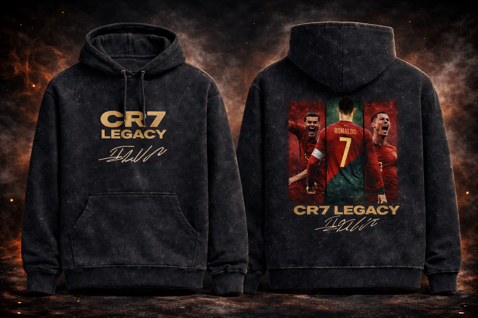 CR7 Legacy Acid-Wash Hoodie –  Oversized