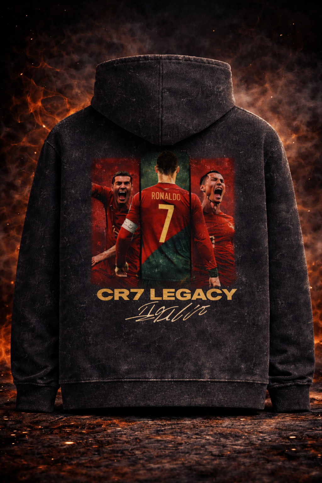 CR7 Legacy Acid-Wash Hoodie –  Oversized